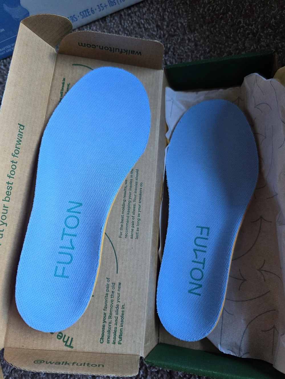 Fulton Athletic Insoles Blue Pair Size 7W Brand New With Box